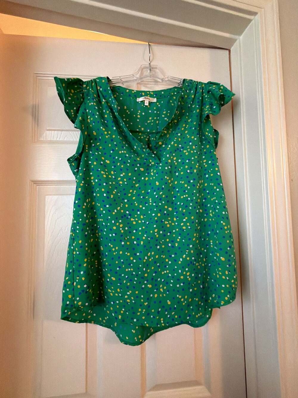 Andrée by Unit Green Confetti Print Ruffle Sleeve Blouse